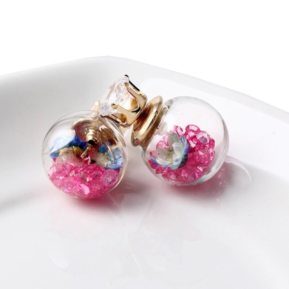 Crystal Ball Flower Confetti Reversible Earrings - Picture 7 of 7